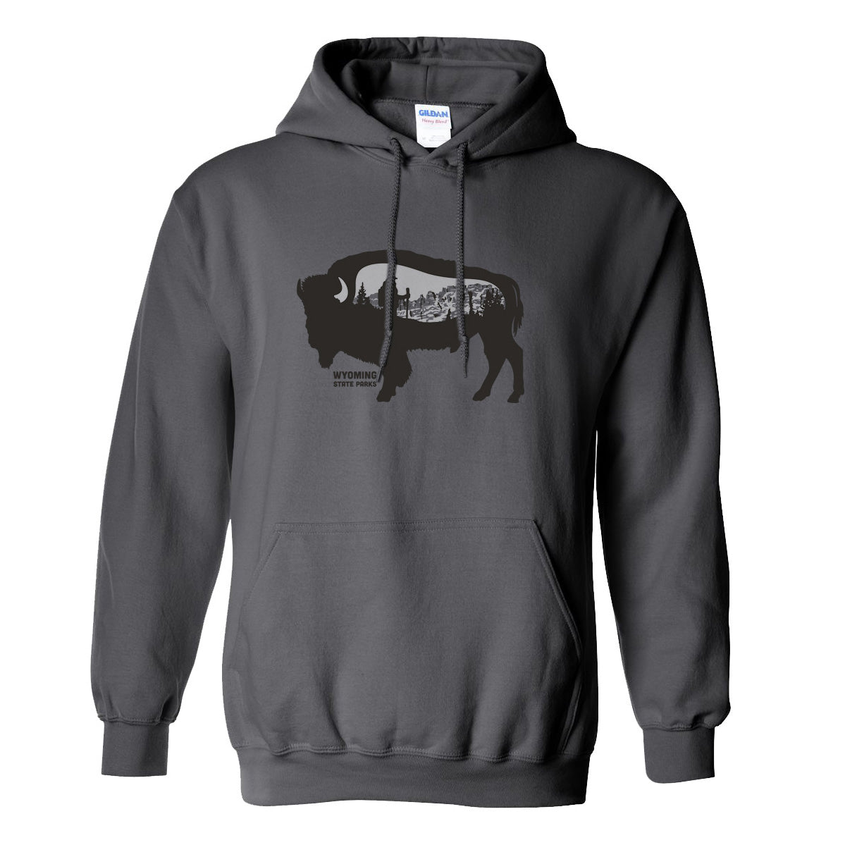 Wyoming State Parks Bison Scenic Hoodie - Charcoal